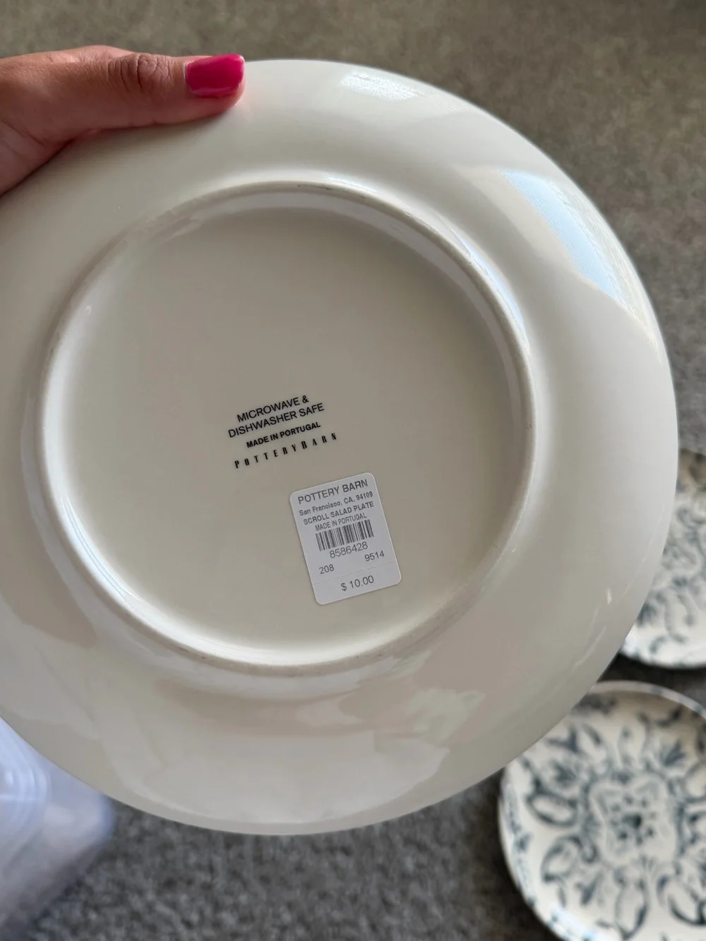 Pottery Barn Blue and Cream Ceramic Salad Plates - Set of 4 Coastal Nantucket